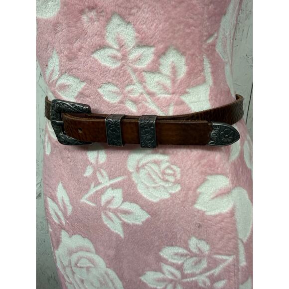 Banana Republic Safari Travel Clothing Brown Leather Belt Silver Buckle Vintage